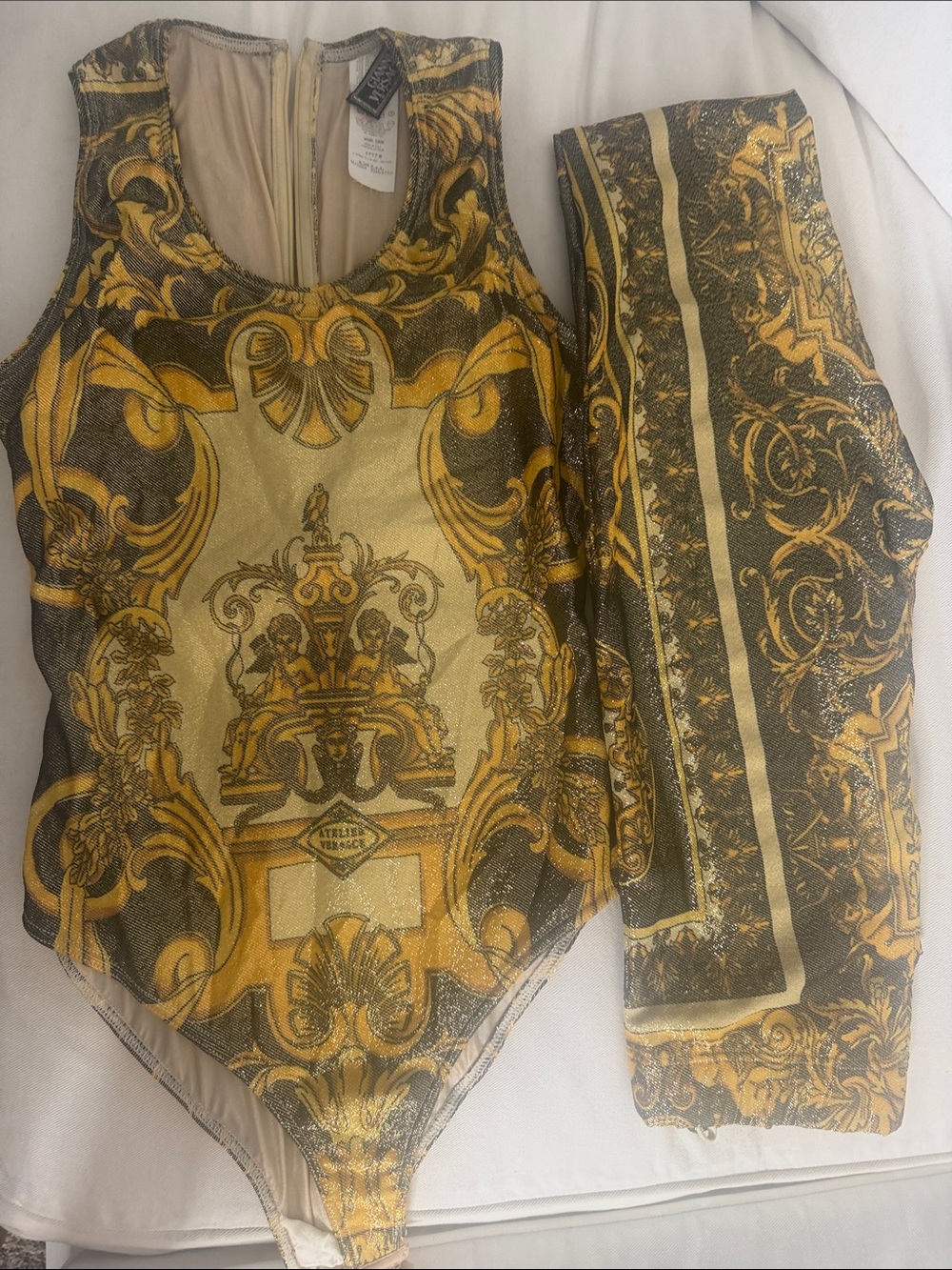 Versace Gold & Black Baroque Print Jumpsuit Set